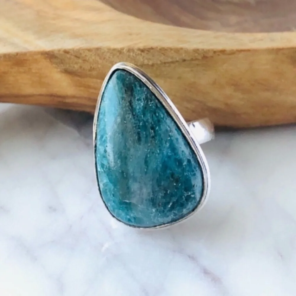 Apatite Silver Ring